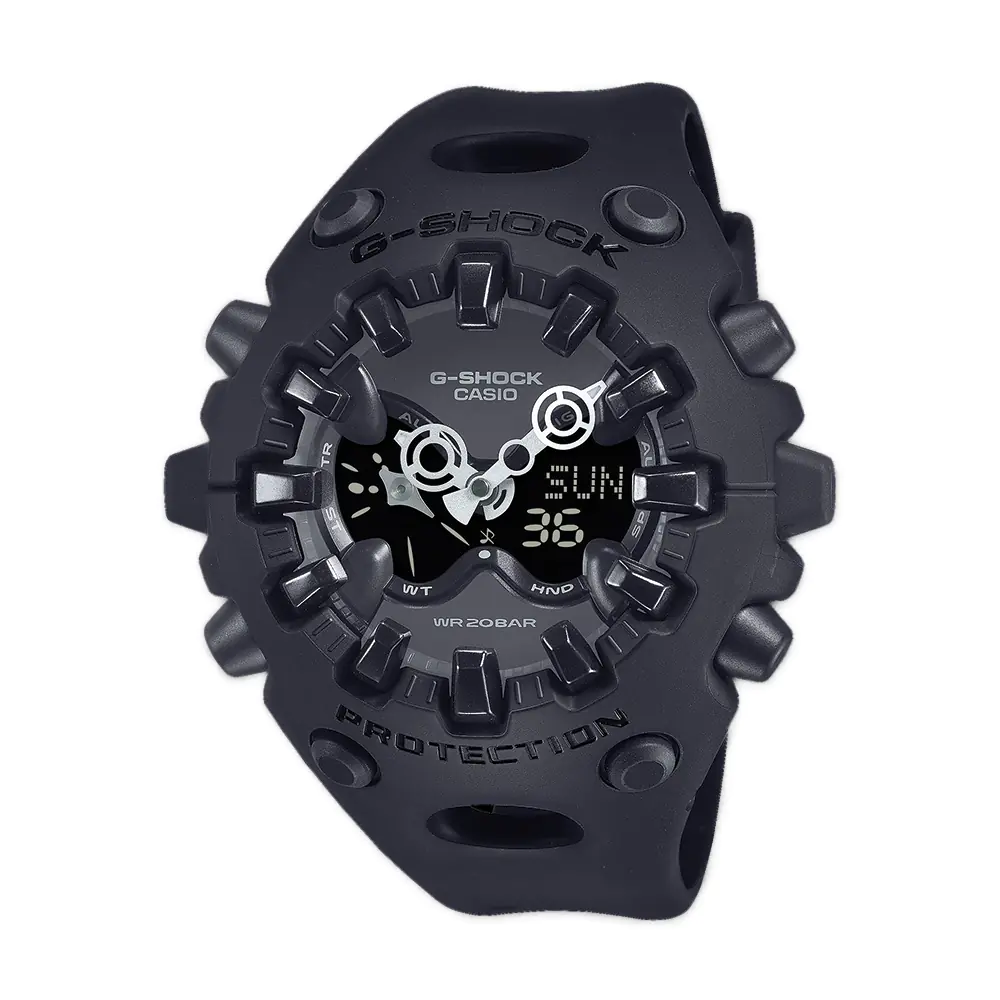 Black Casio G-Shock watch on a white background