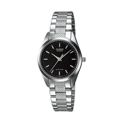Casio watch with silver bracelet on a white background