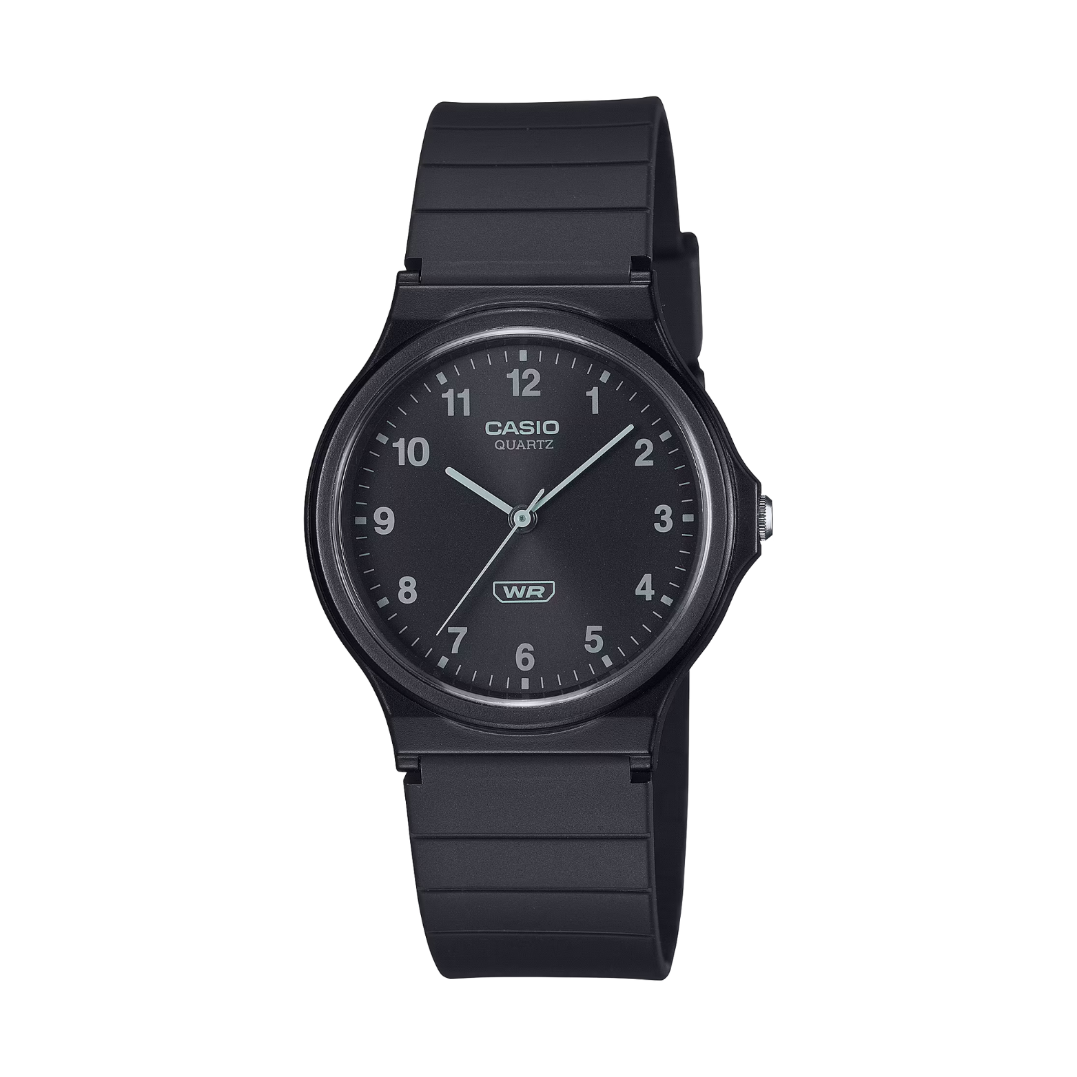 Black Casio watch on a white background