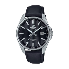 Casio Edifice watch with black strap and face on a white background