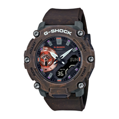 G-Shock watch with brown strap on a white background