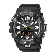Black Casio G-Shock watch on a white background