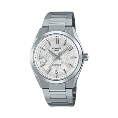 Silver Casio Edifice watch on a white background
