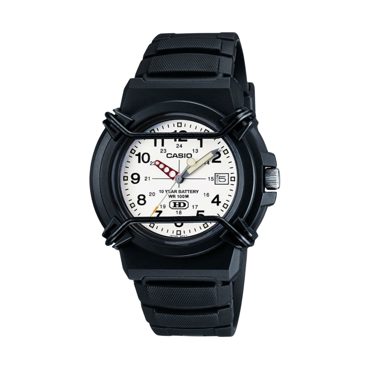 Black Casio watch on a white background