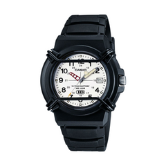 Black Casio watch on a white background