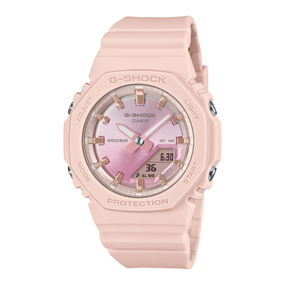 CASIO G-SHOCK GMA-P2100SG-4ADR Analog Digital Women's Watch Pink Resin Strap Compact Octagonal Design 200M Water Resistant