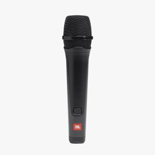 A black JBL PBM100 wired microphone with a dynamic vocal design, featuring a grille, a button, and the JBL logo.