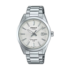 Silver Casio Edifice watch on a white background