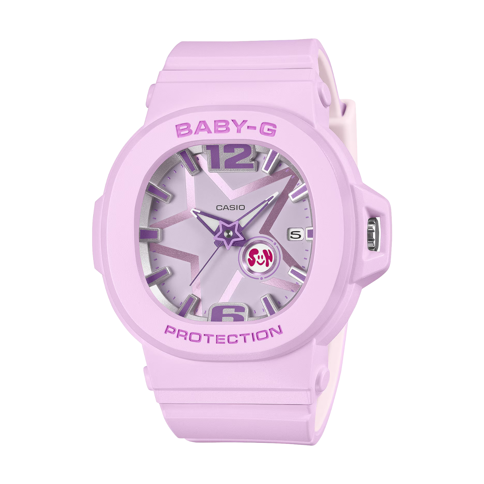 Pink Casio Baby-G watch on a white background