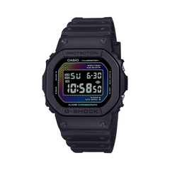 Black Casio G-Shock digital watch on a white background
