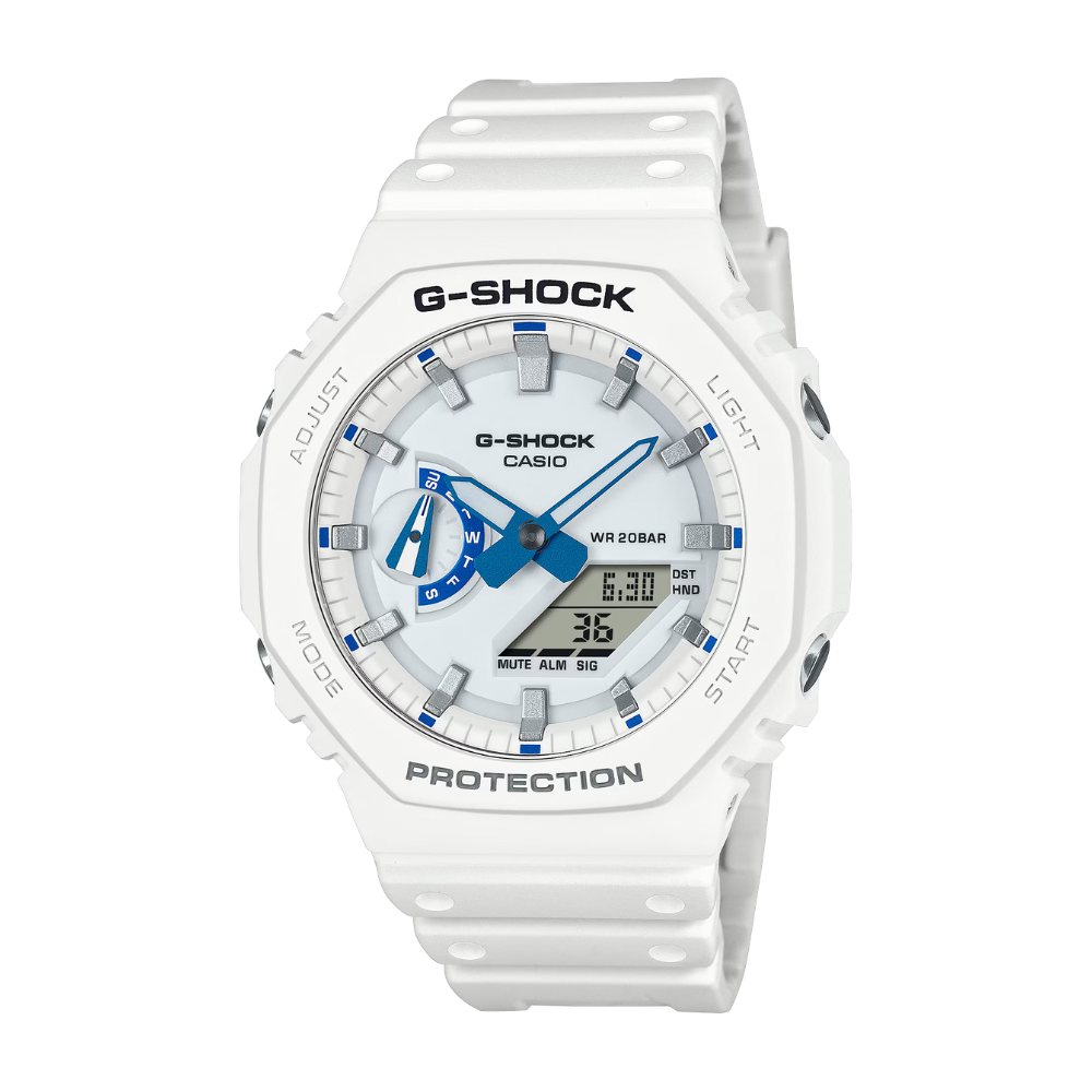White G-Shock Casio watch on a white background