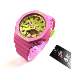 CASIO G‑SHOCK GMA‑S2100BS‑4ADR Women’s Analog‑Digital Watch – Translucent Pink Resin, Carbon Core Guard, 200 M Water‑Resistant, Slim Octagonal Case