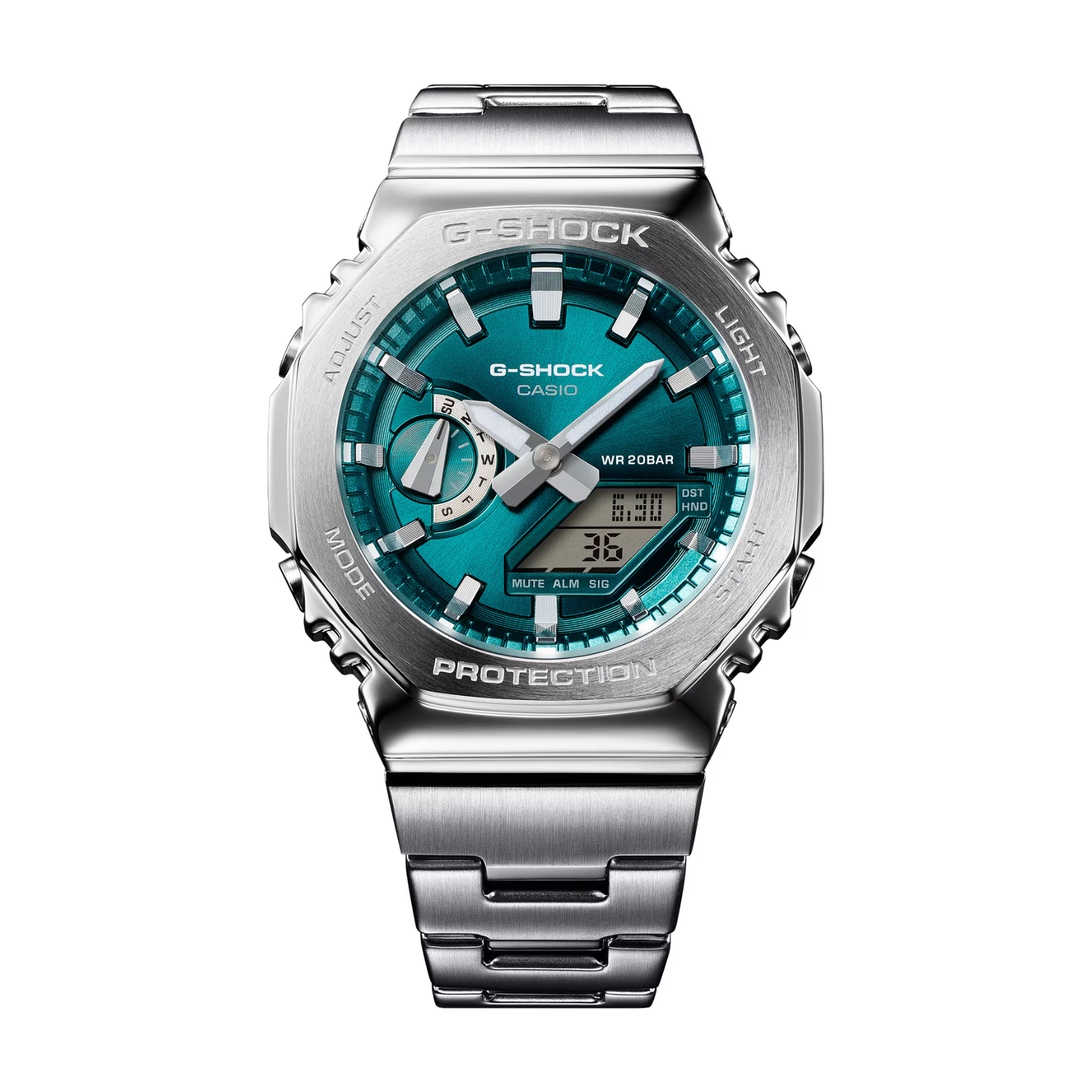 CASIO G-SHOCK GM-2110D-3A1 Analog-Digital Men’s Watch, Shock Resistant, 200M Water Resistant, Stainless Steel Band