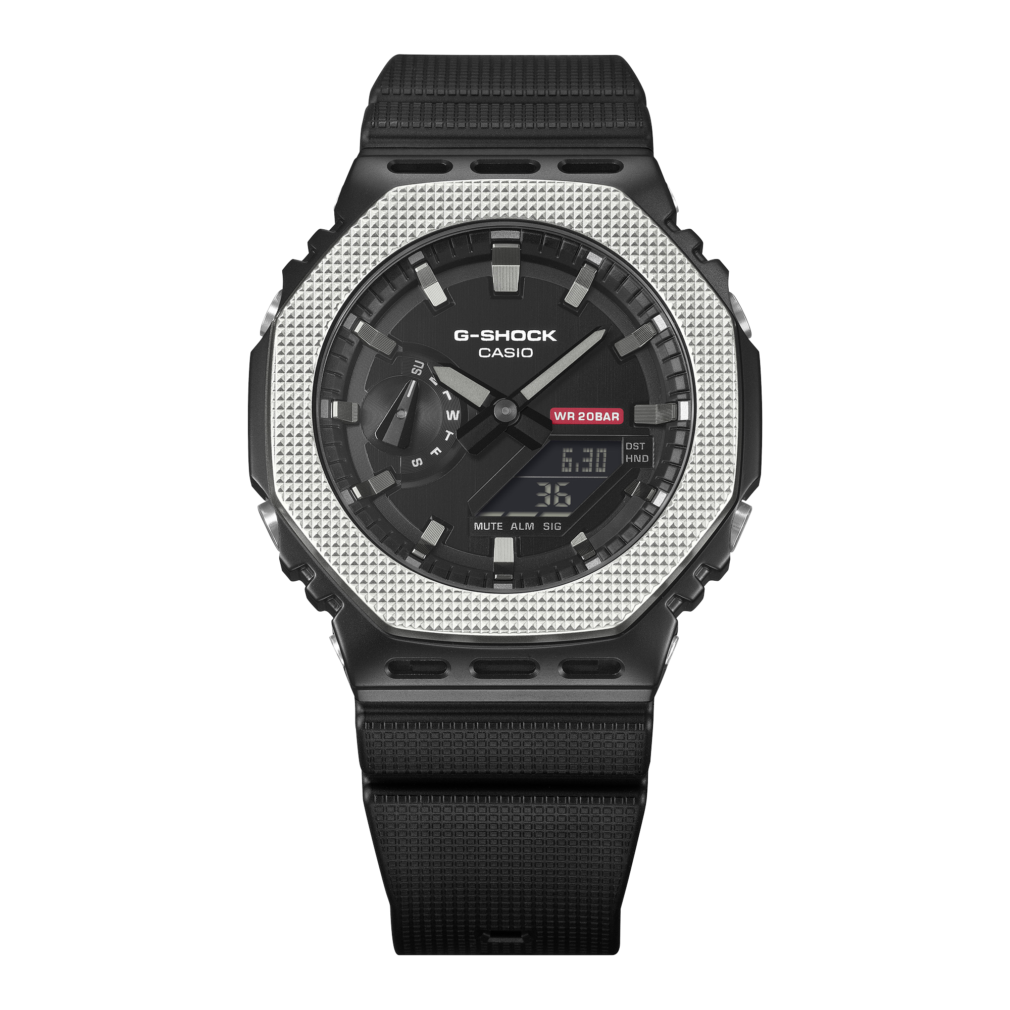 CASIO G-SHOCK GM-2100BM-1ADR Analog Digital Men's Watch Black Ion Plated Metal Bezel Resin Strap 200M Water Resistant