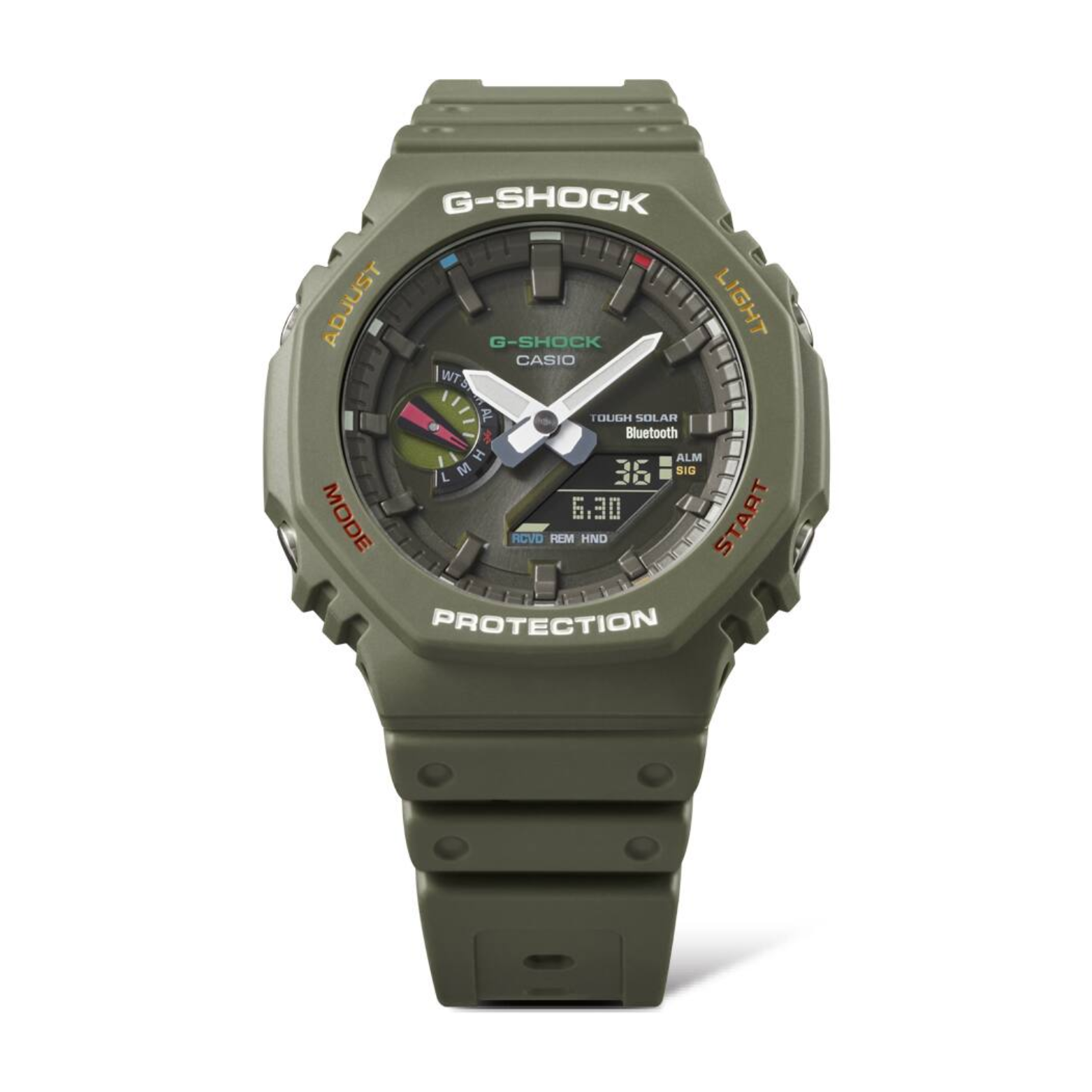 CASIO G-SHOCK GA-B2100FC-3A Analog-Digital Men’s Watch, Tough Solar, Bluetooth Connectivity, 200M Water Resistant, Green Resin Strap