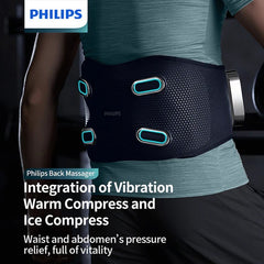 Philips PPM4721 Waist & Back Massager – 4‑Zone VibWave, Hot Compress 40‑55 °C, 3D Support, 3200 mAh Battery, USB‑C