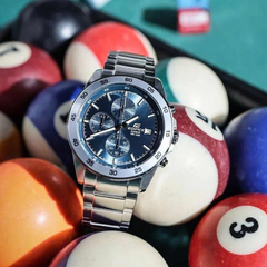 CASIO EDIFICE EFR-526D-2AVUDF Chronograph Watch for Men with Stainless Steel Band and Blue Dial Silver