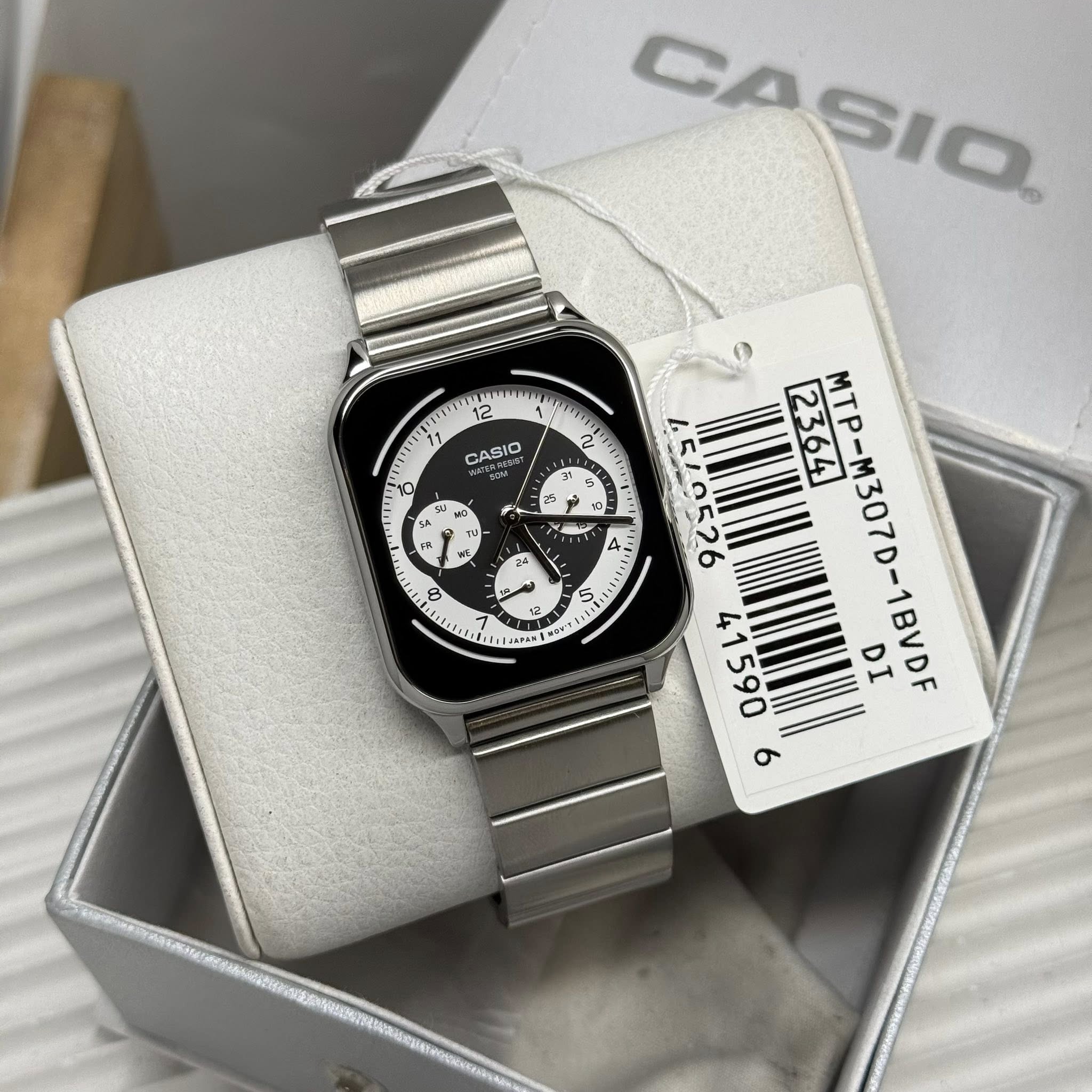 Casio MTP-M307D-1BVDF Men’s Analog Stainless Steel Watch – Black Dial, Day-Date & 24-Hour Subdials, 50M Water Resistant