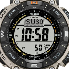 Casio Pro Trek PRG-340T-7DR Men's Solar Outdoor Watch, Triple Sensor (Altimeter, Barometer, Compass), Titanium Band, Tough Solar Power, 100M Water Resistant