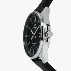 CASIO Edifice EFV-150L-1AVUDF Analog Watch – Black Leather Band, Stainless Steel Case, 3-Hand Display with Date, Quartz Movement, 100M Water Resistance, Mineral Glass – Men’s Classic Business Watch