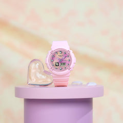 CASIO G-SHOCK BGA-280TD-4A – Women's Analog Digital Watch, Shock Resistant, 100M Water Resistant, LED Light, Resin Strap, Pink