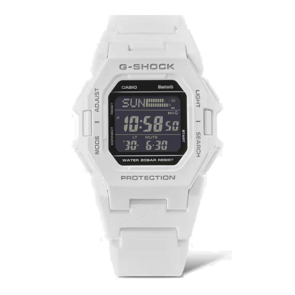 Casio G-SHOCK GD-B500-7DR Digital Watch for Men | Bluetooth Smartphone Link | Step Tracker | Shock Resistant | 200M Water Resistant | White Resin Strap