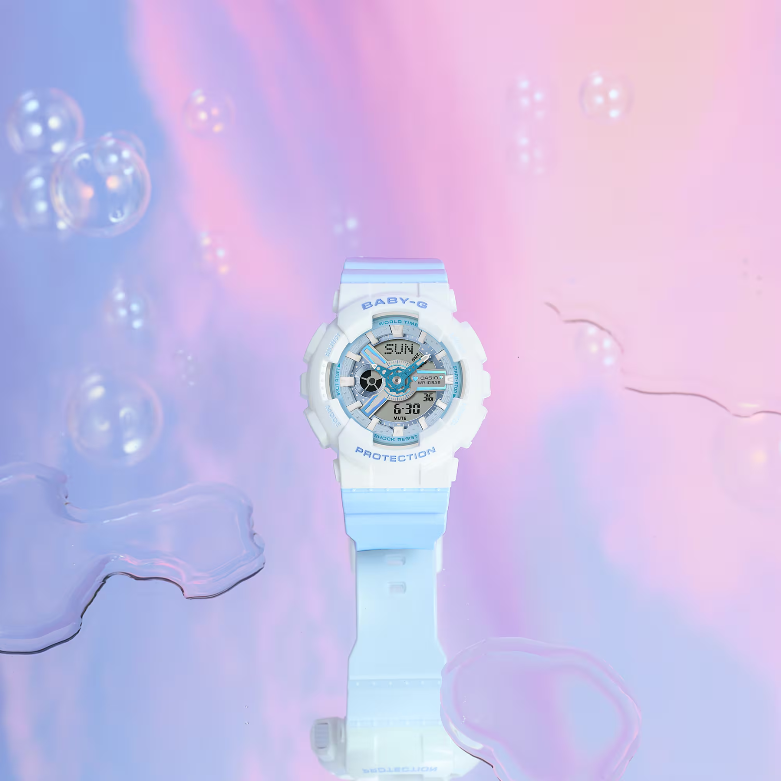 Casio Baby-G BA-110PD-2ADR Women’s Analog-Digital Watch, Pastel Blue Resin Band, Shock Resistant, 100m Water Resistant