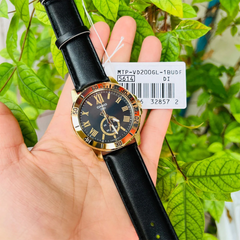 CASIO MTP-VD200GL-1BUDF Standard Analog Men’s Watch – Black Dial, Gold Stainless Steel Case, Brown Leather Band, Date Display, Quartz Movement, 50M Water Resistance, Mineral Glass – Men’s Classic Business Watch