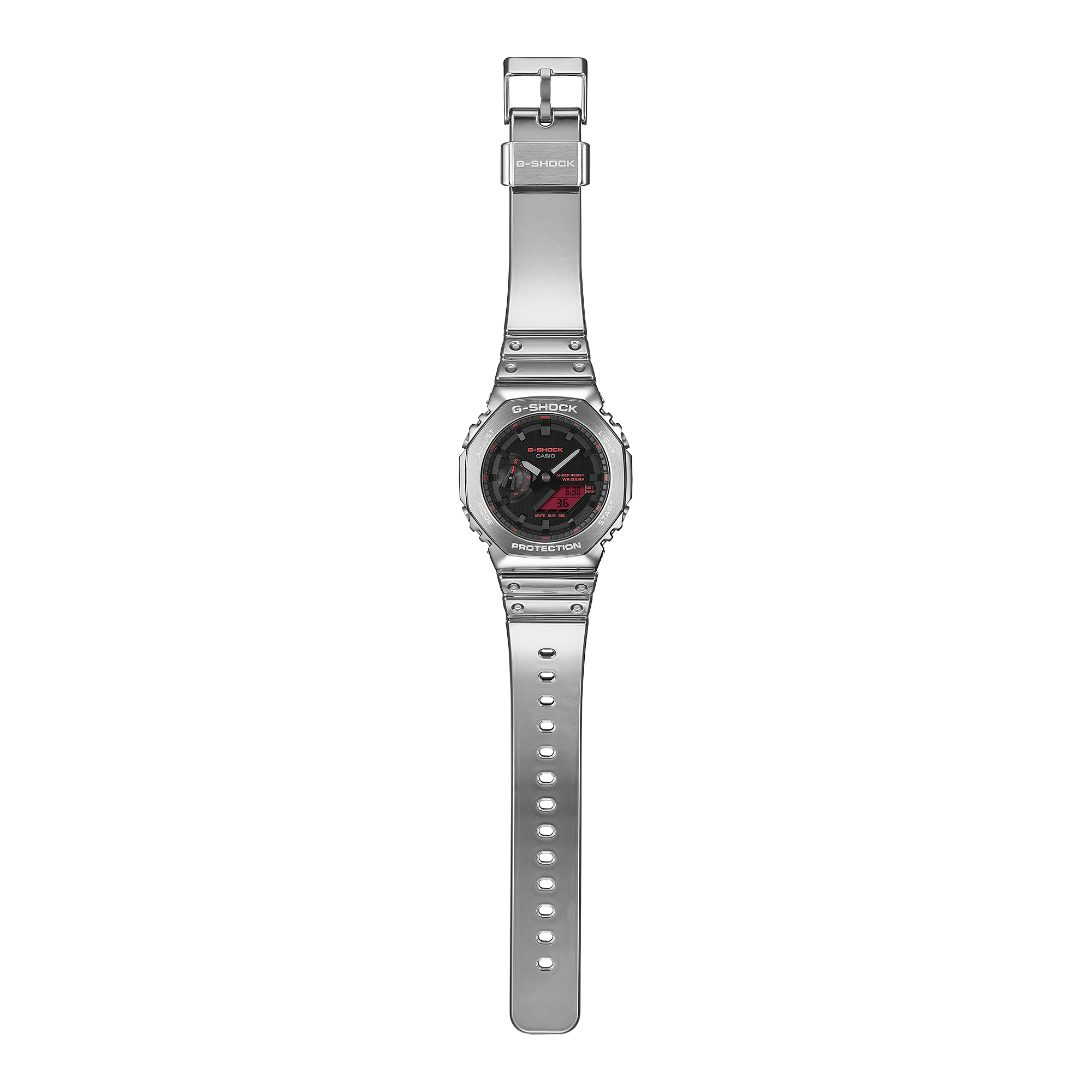 CASIO G-SHOCK GM-2100YRA-8ADR Analog Digital Men's Watch Silver Metal Bezel Tough Silicone Band 200M Water Resistant