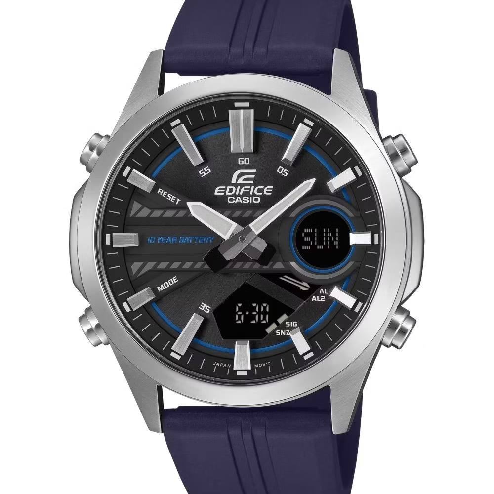 Casio Edifice EFV-C120P-1A2DF Men’s Multi-Function Watch – Black Dial with Blue Accents, Black Resin Strap, Sporty Durable Design