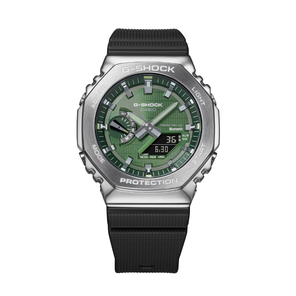 Casio G-SHOCK GBM-2100A-1A3DR Men’s Analog-Digital Metal Covered Green Dial Watch, Bluetooth, Tough Solar, 200M Water Resistant