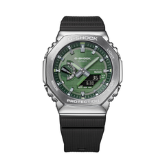 Casio G-SHOCK GBM-2100A-1A3DR Men’s Analog-Digital Metal Covered Green Dial Watch, Bluetooth, Tough Solar, 200M Water Resistant