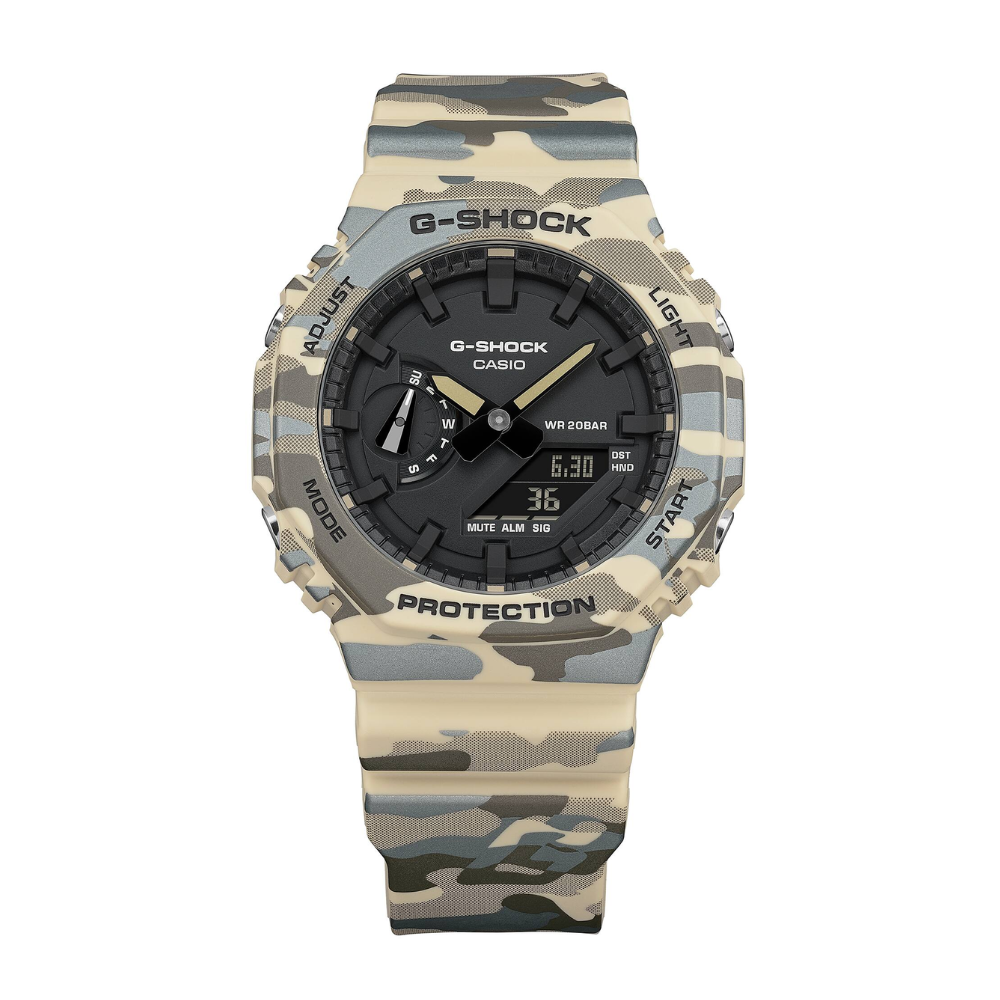 CASIO G-SHOCK GA-2100CM-5ADR Analog Digital Men's Watch Brown Camouflage Resin Strap 200M Water Resistant