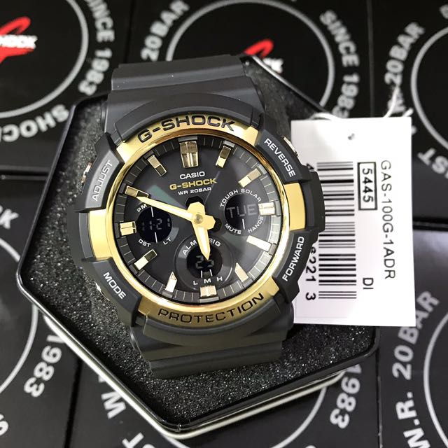 Casio G‑Shock GAS‑100G‑1ADR (Black/Gold) – Tough Solar Analog‑Digital Men’s Watch | Big‑Case, Shock‑Resistant, Street‑Style