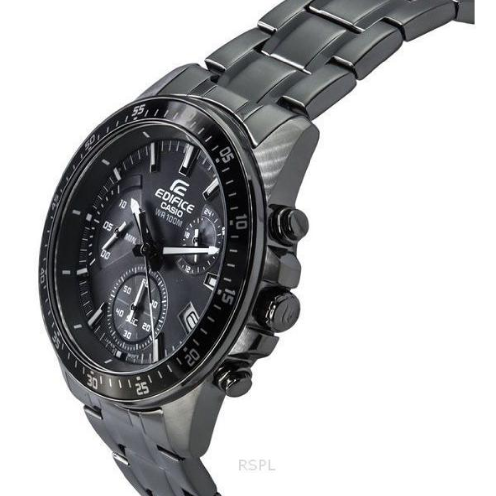 Casio Edifice EFV-540DC-1CVUDF Men’s Chronograph Watch – Black Ion-Plated Stainless Steel Bracelet, Black Dial, Quartz Analog with Date – Premium Sport & Business Style