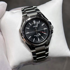 CASIO MTP-RS100D-1AVDF Men's Analog Watch – Black Dial Stainless Steel Quartz Timepiece | Water Resistant, Classic & Affordable
