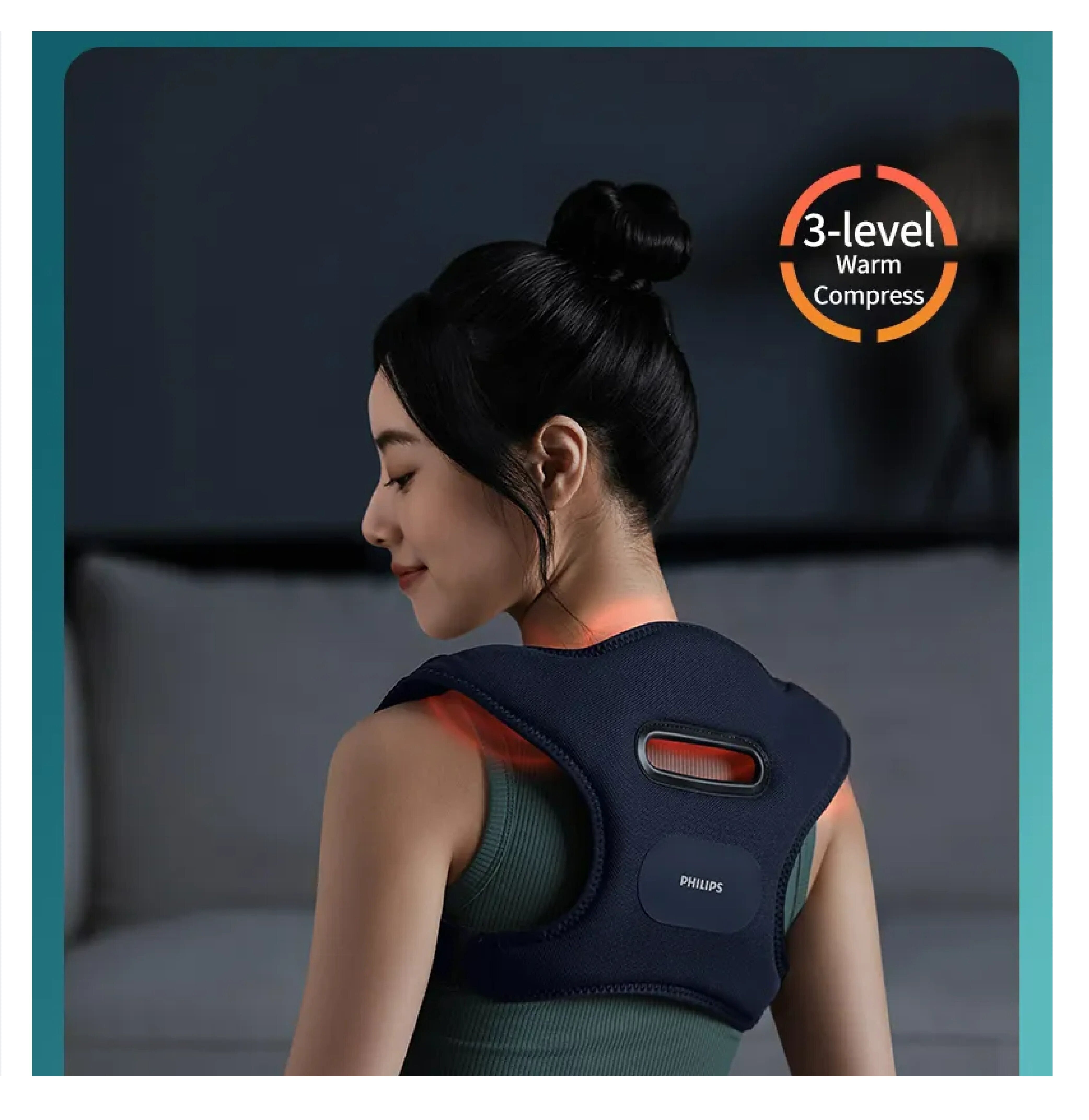 Philips PPM3601B Massage Strap & Back Massager — Hot Compress, VibWave, Posture Corrector, Cordless, 5000 mAh Battery