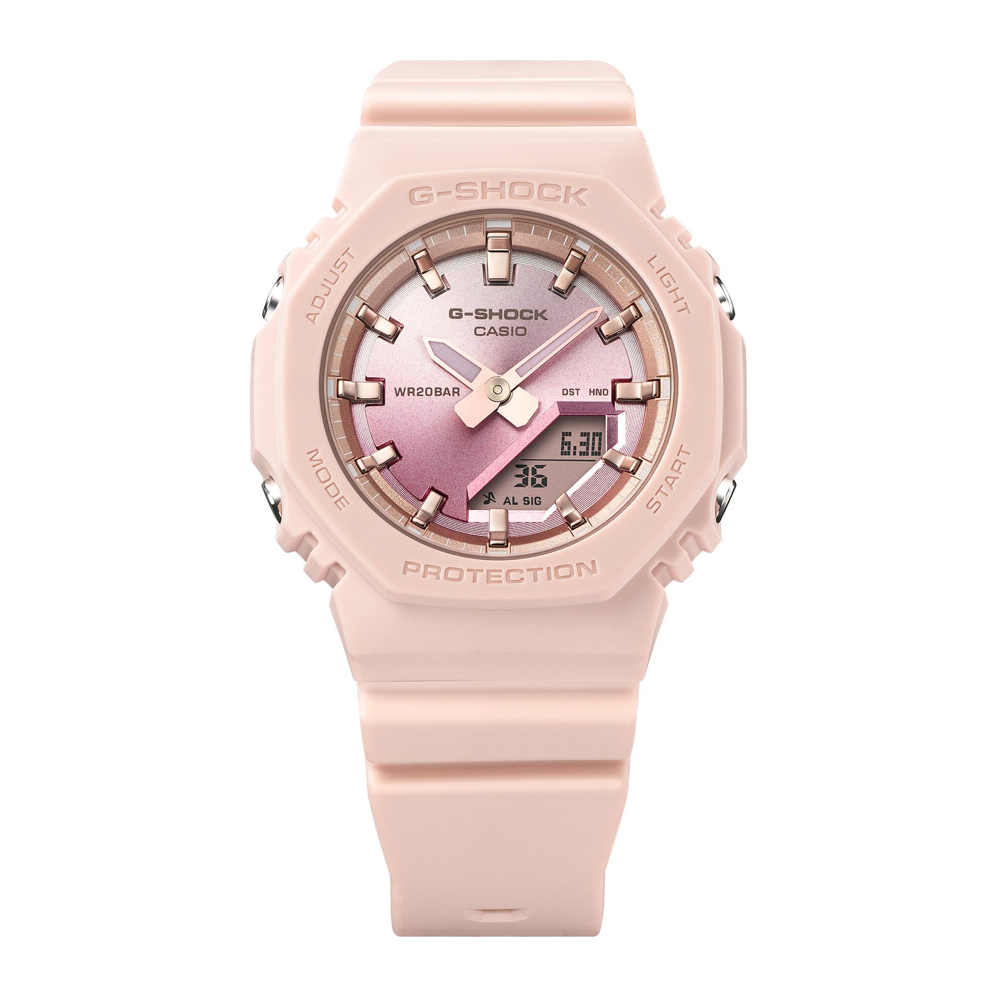 CASIO G-SHOCK GMA-P2100SG-4ADR Analog Digital Women's Watch Pink Resin Strap Compact Octagonal Design 200M Water Resistant