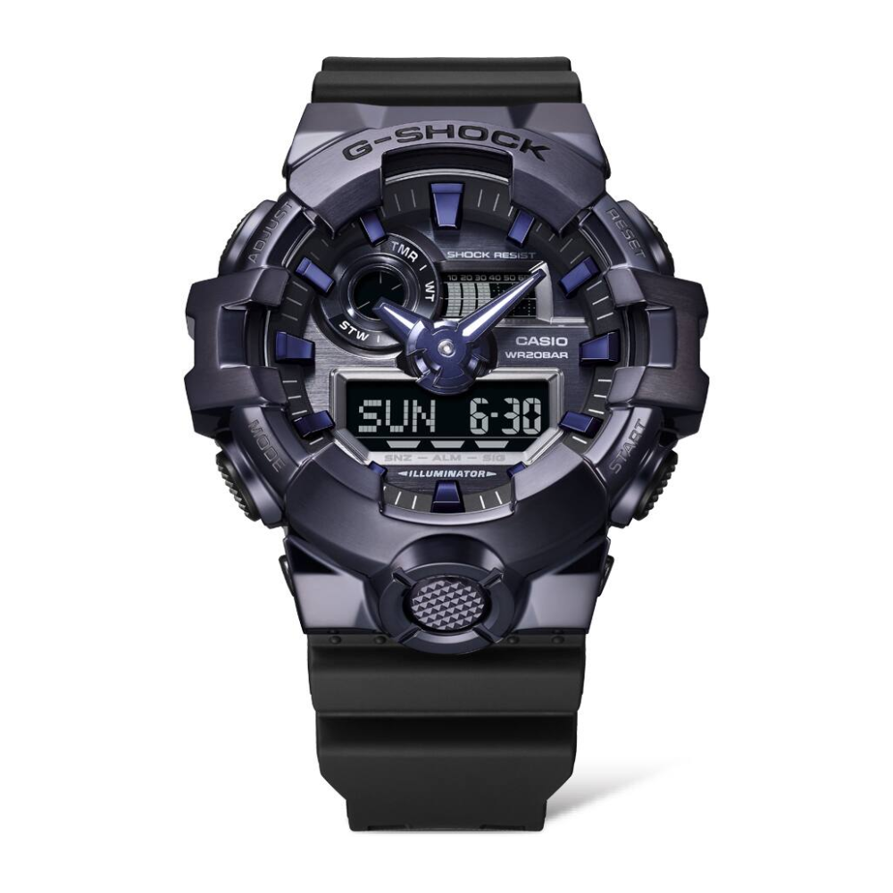 CASIO G-SHOCK GM-700P-6ADR Analog Digital Men's Watch Purple Resin Strap Metallic Bezel 200M Water Resistant
