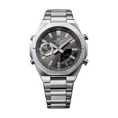 CASIO EDIFICE ECB-S10D-8ADF Bluetooth Chronograph Watch for Men with Stainless Steel Band and Grey Dial Silver