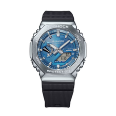 Casio G-SHOCK GBM-2100A-2B Men’s Analog-Digital Metal Covered Blue Dial Watch, Bluetooth, Tough Solar, 200M Water Resistant