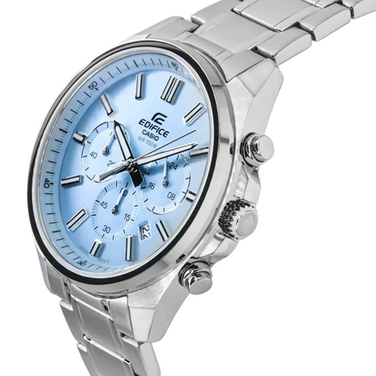 CASIO EDIFICE EFV-650D-2BVUDF Men’s Chronograph Watch – Blue Sunray Dial, Stainless Steel Bracelet, Quartz, Date, Mineral Glass, 100M Water Resistant