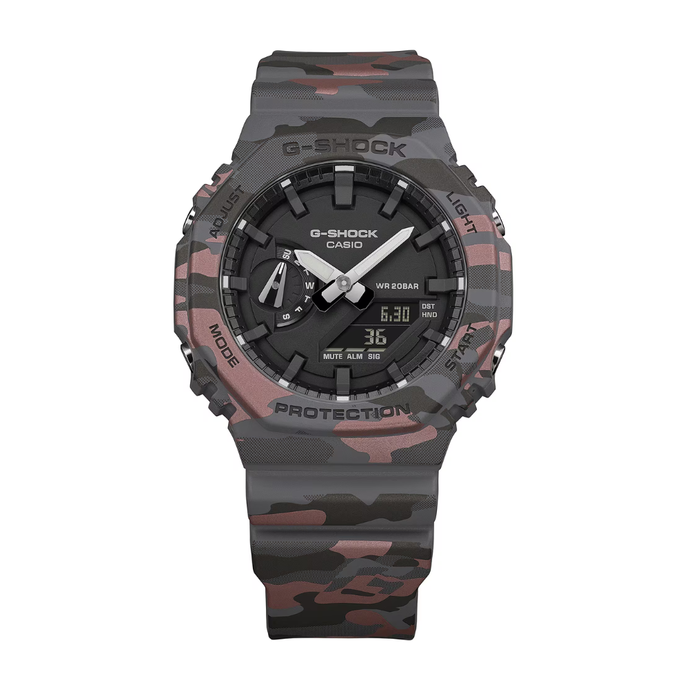 CASIO G-SHOCK GA-2100CM-8ADR Analog Digital Men's Watch Grey Camouflage Resin Strap 200M Water Resistant
