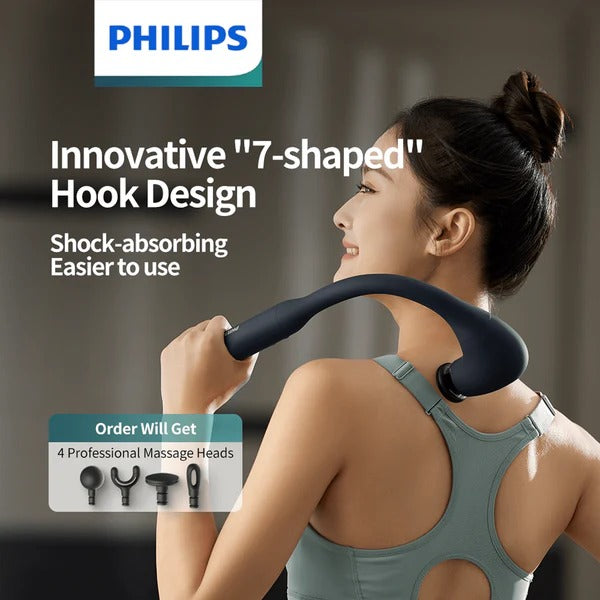 PHILIPS PPM7331 Massage Hammer – Deep Tissue Percussion Massager for Back, Neck & Shoulder Pain Relief, Adjustable Speed, Ergonomic Design