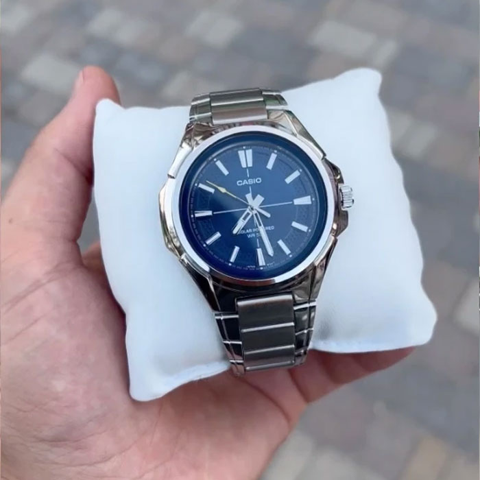 CASIO MTP-RS100D-2AVDF Men's Analog Watch – Stylish Blue Dial Stainless Steel Quartz Watch | Water Resistant & Classic Timepiece