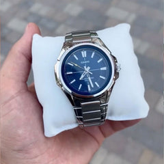 CASIO MTP-RS100D-2AVDF Men's Analog Watch – Stylish Blue Dial Stainless Steel Quartz Watch | Water Resistant & Classic Timepiece