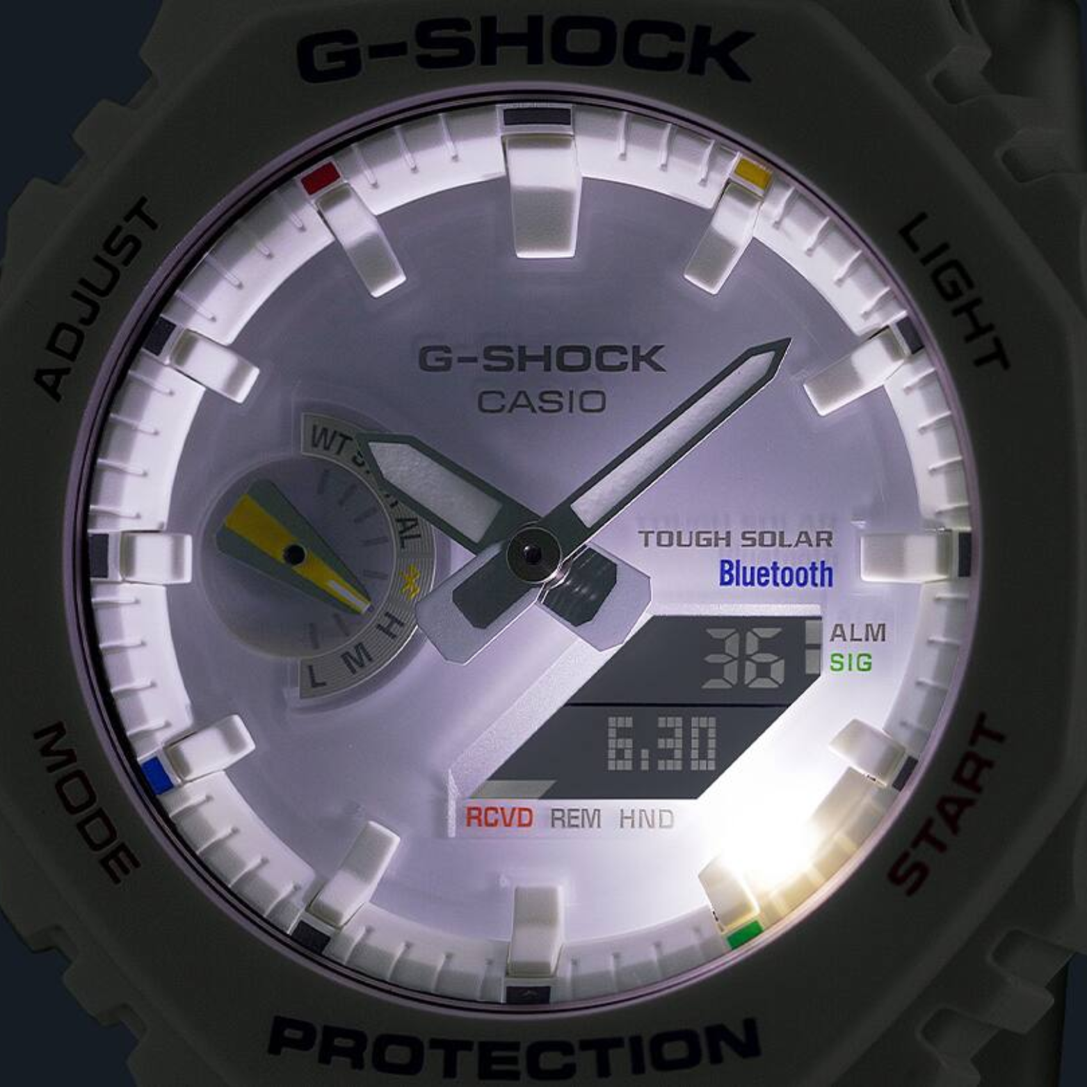 CASIO G-SHOCK GA-B2100FC-7A Analog-Digital Men’s Watch, Tough Solar, Bluetooth Connectivity, 200M Water Resistant, White Resin Strap