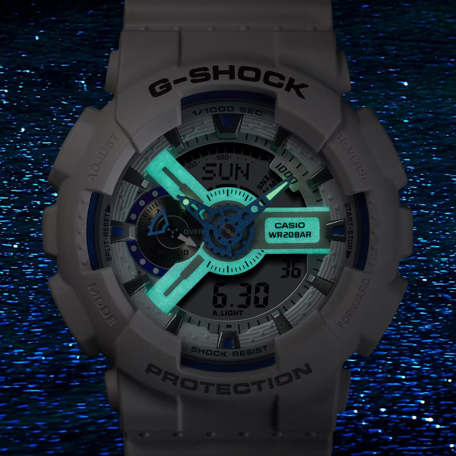 CASIO G-SHOCK GA-110HDS-7ADR Analog-Digital Men’s Watch, Shock Resistant, 200M Water Resistant, White Resin Strap