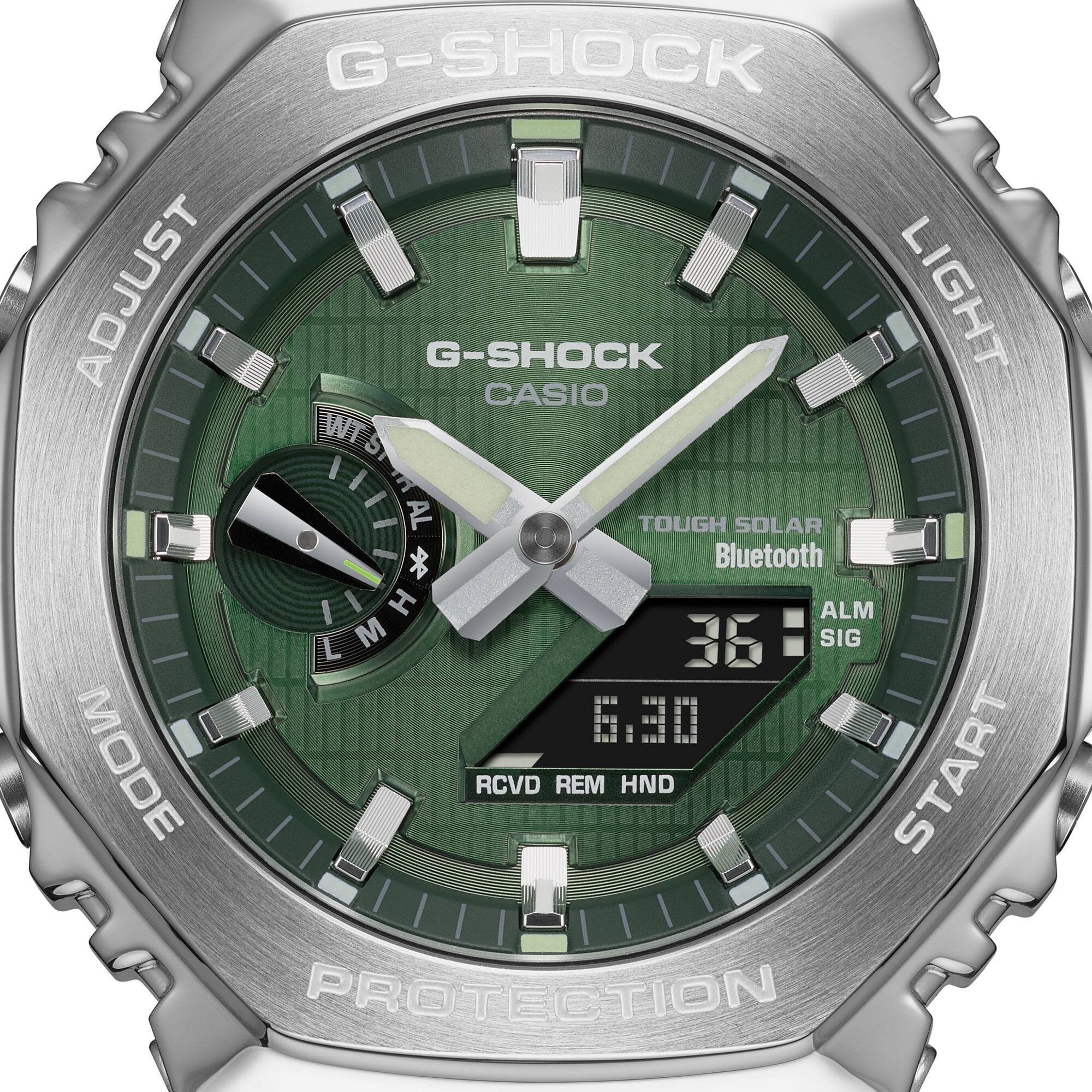 Casio G-SHOCK GBM-2100A-1A3DR Men’s Analog-Digital Metal Covered Green Dial Watch, Bluetooth, Tough Solar, 200M Water Resistant