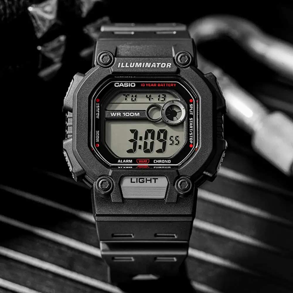 CASIO W-737H Series Standard Digital Youth Watch – 10-Year Battery, Super LED Backlight, Dual Time, Stopwatch, Countdown Timer, 100M Water Resistance, Shock-Resistant Resin Case – Men’s Sports Digital Watch